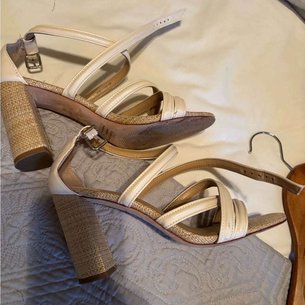 ANTONIO MELANI Cream Strappy Block Heels